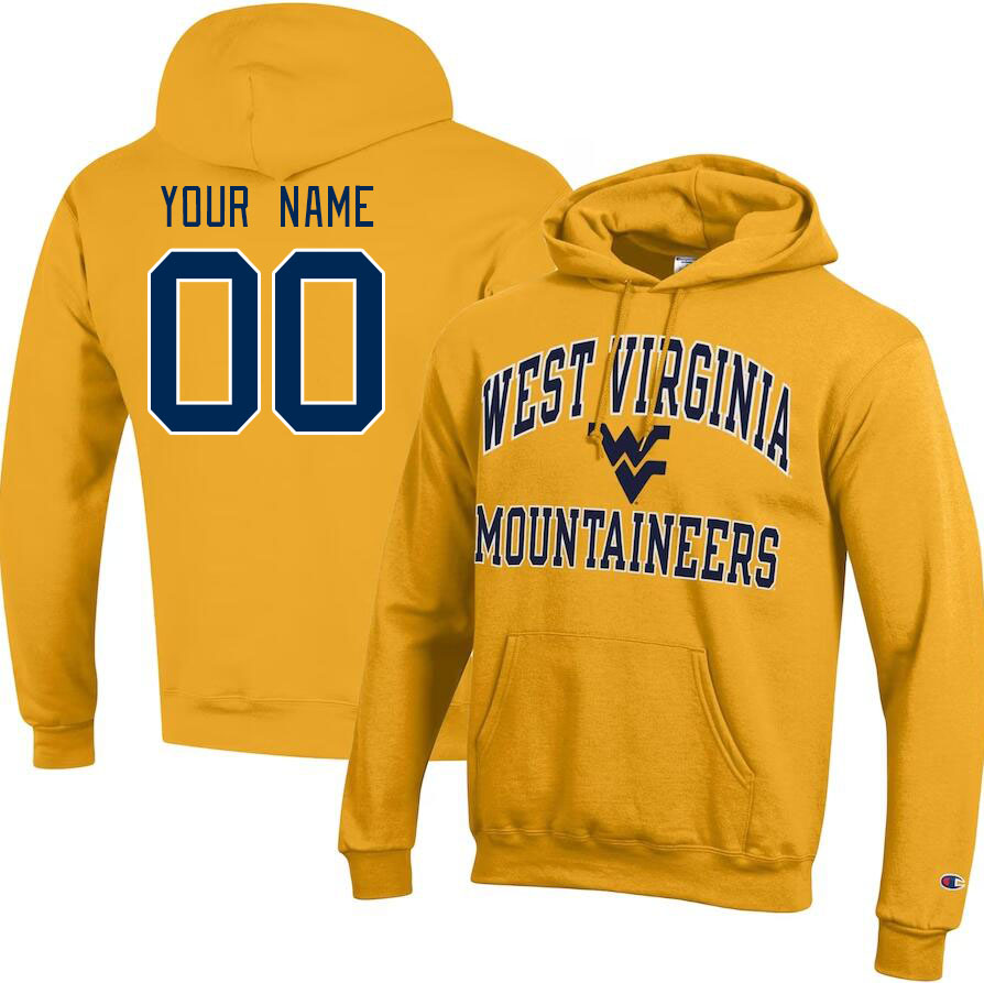 Custom West Virginia Mountaineers Name And Number College Hoodie-Gold - Click Image to Close